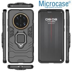 Microcase Huawei Mate 50 Pro Batman Serisi Yüzük Standlı Armor Kılıf - Siyah AL3349