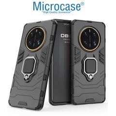 Microcase Huawei Mate 50 Pro Batman Serisi Yüzük Standlı Armor Kılıf - Siyah AL3349