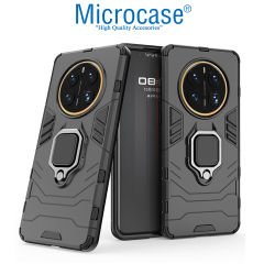 Microcase Huawei Mate 50 Pro Batman Serisi Yüzük Standlı Armor Kılıf - Siyah AL3349