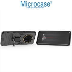 Microcase Huawei Mate 50 Pro Batman Serisi Yüzük Standlı Armor Kılıf - Siyah AL3349