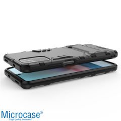 Microcase Xiaomi Redmi Note 10 Alfa Armor Standlı Perfect Koruma Kılıf - Siyah