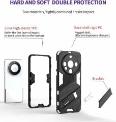Microcase Huawei Mate 60 Pro Plus Matrix Serisi Armor Standlı Perfect Koruma Kılıf - Siyah AL3416