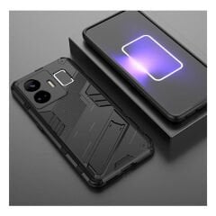 Microcase Realme GT3 Matrix Serisi Armor Standlı Perfect Koruma Kılıf - Siyah AL3416