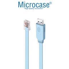 Microcase 1.8mt USB 2.0 Cisco Seri Yönlendirici USB'den RJ45'e Çeviren Konsol Kablosu Mavi AL3948