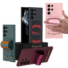 Microcase Samsung Galaxy S22 Ultra Parmak Tutuculu Kayış Askılı Plastik Kılıf - AL3565