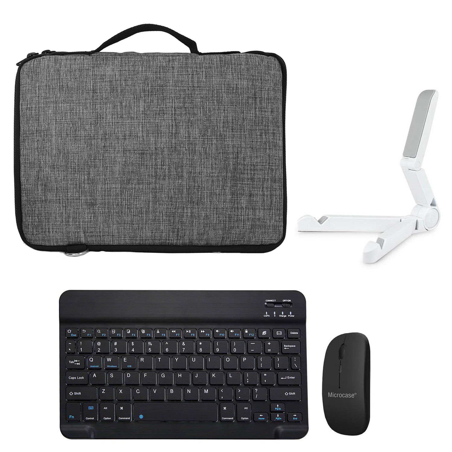 Microcase 10 inch Tablet Çanta + Bluetooth Klavye + Mouse + Tablet Standı - AL8112