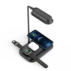 Microcase Iphone-Watch-Uyumlu 15w 4 in 1 Manyetik Kablosuz ve Led Lambalı Şarj Standı AL4024