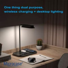 Microcase Iphone-Watch-Uyumlu 15w 4 in 1 Manyetik Kablosuz ve Led Lambalı Şarj Standı AL4024