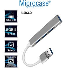 Microcase Slim Kasa 3.0 4 Port Usb Girişli Usb Çoğaltıcı 4 USB Girişli Alüminyum Çoklayıcı AL3789