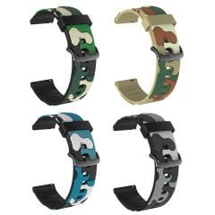 Microcase Universal 22 mm Akıllı Saatler için Kamuflaj Desen Silikon Kordon Kayış - KY70