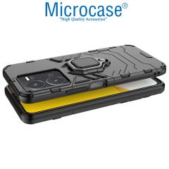 Microcase Vivo Y22S / Y22 4G / Y35 Batman Serisi Yüzük Standlı Armor Kılıf - Siyah AL3349