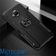 Microcase Xiaomi Mi 10T Lite Rome Serisi Yüzük Standlı Armor Kılıf - Siyah