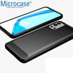 Microcase OnePlus 9R Brushed Carbon Fiber Silikon Kılıf - Siyah