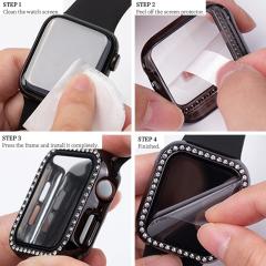 Microcase Apple Watch 7 45mm Elmas Taş Camlı Rubber Kılıf - Pembe