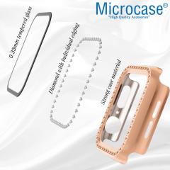 Microcase Apple Watch 7 45mm Elmas Taş Camlı Rubber Kılıf - Pembe