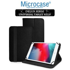 Microcase iPad Mini 5 2019 Delüx Serisi Universal Standlı Deri Kılıf - Siyah + Ekran Koruma Filmi