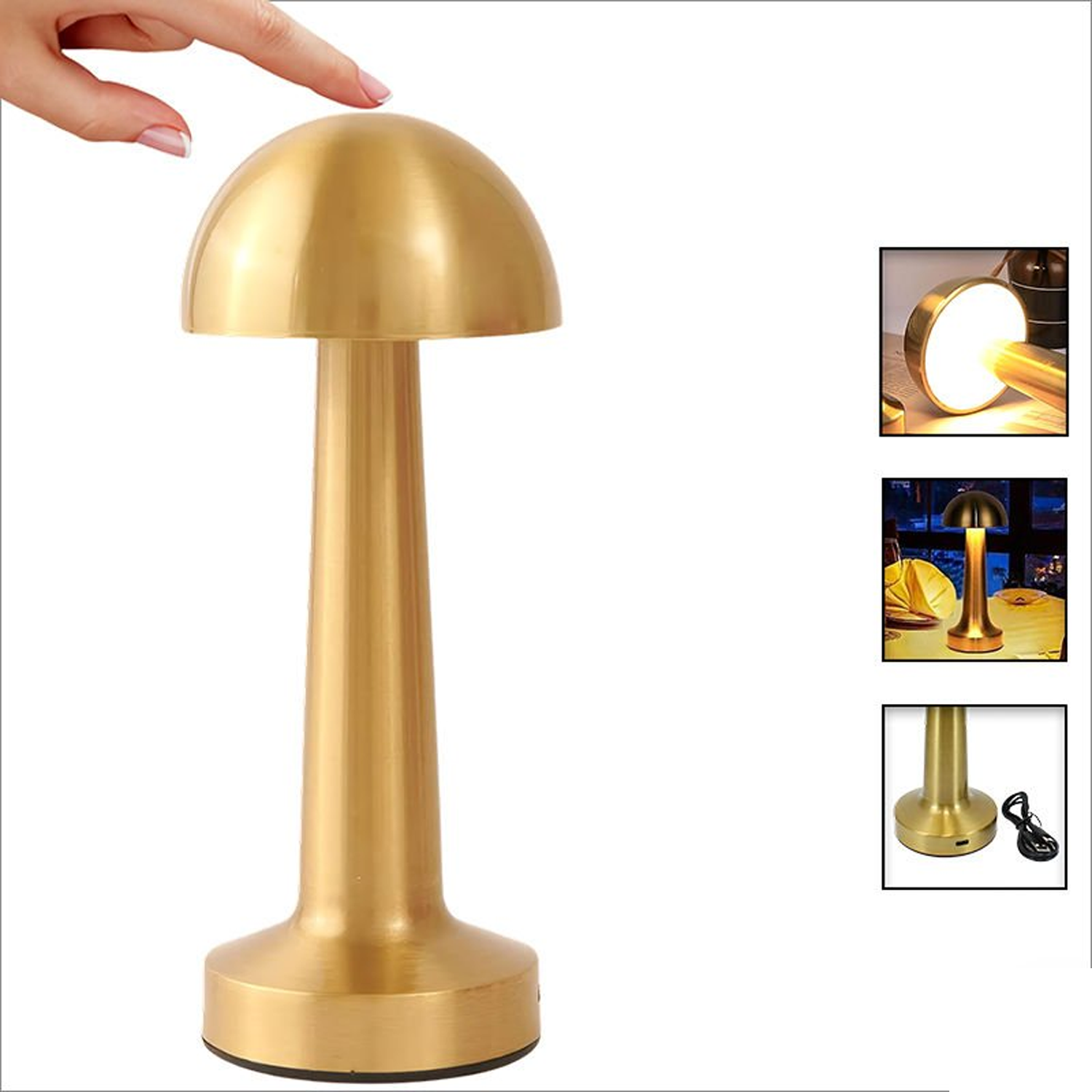 Microcase Dokunmatik Mantar Tasarımlı 3 Işık Renkli Şarjlı Masa Lambası - AL5157