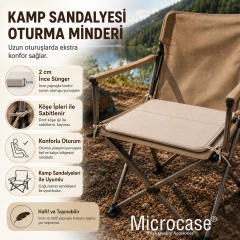 Microcase İple Sabitlemeli Katlanabilir Kamp Sandalyesi Minderi Piknik Outdoor Balıkçılık 40x40 CM 2 Adet AL5564
