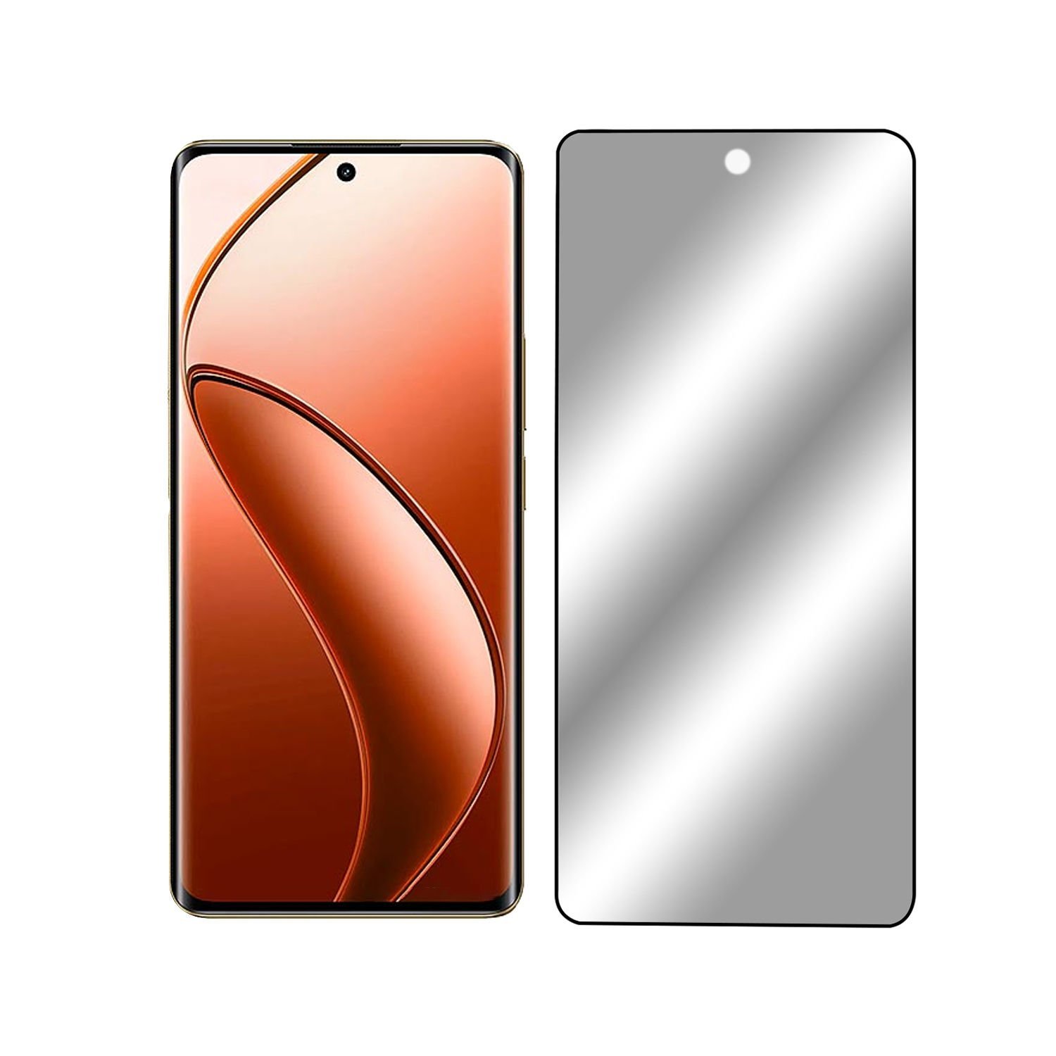 Microcase Realme 12 Plus Tam Kaplayan Çerçeveli Tempered Ekran Koruyucu -AL3276