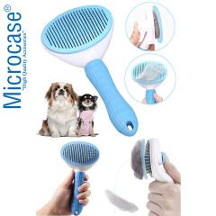 Microcase Kedi Köpek Tarağı Otomatik Temizleme Tuşlu Tüy Toplayıcı Fırça - AL3664 Mavi