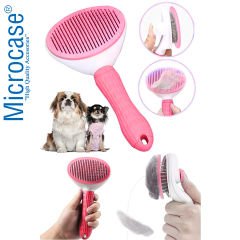 Microcase Kedi Köpek Tarağı Otomatik Temizleme Tuşlu Tüy Toplayıcı Fırça - AL3664 Pembe