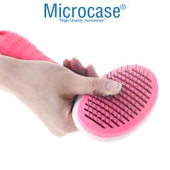Microcase Kedi Köpek Tarağı Otomatik Temizleme Tuşlu Tüy Toplayıcı Fırça - AL3664 Pembe