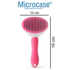 Microcase Kedi Köpek Tarağı Otomatik Temizleme Tuşlu Tüy Toplayıcı Fırça - AL3664 Pembe