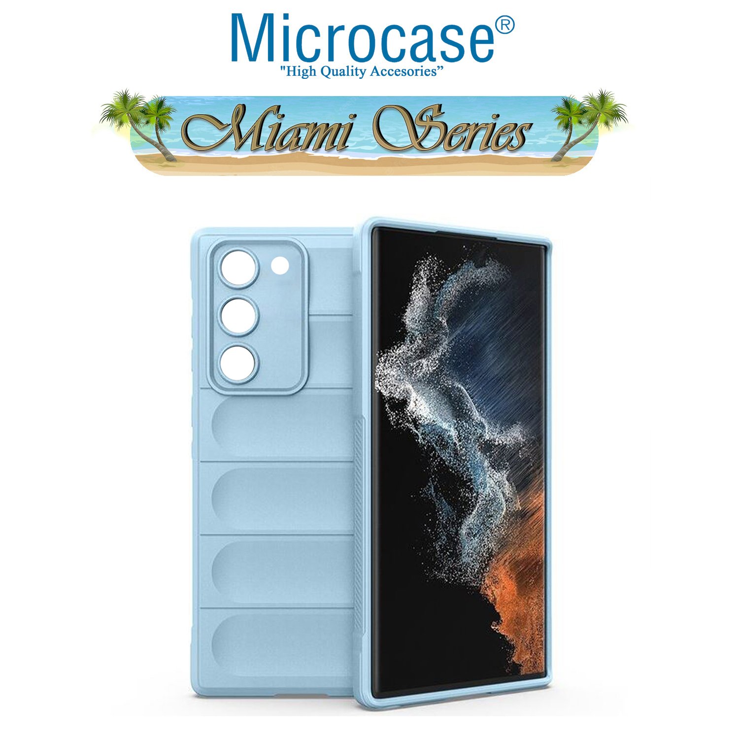 Microcase Samsung Galaxy Note 20 Miami Serisi Darbeye Dayanıklı Silikon Kılıf - Açık Mavi