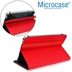 Microcase iPad Mini 5 2019 Delüx Serisi Universal Standlı Deri Kılıf - Kırmızı