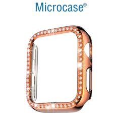 Microcase Apple Watch 7 41mm Elmas Taş Sert Rubber Kılıf - Rose