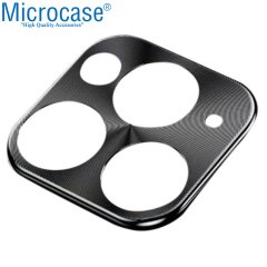 Microcase iPhone 11 Pro Max Kamera Lens Koruma Halkası - Kapalı Tasarım Siyah