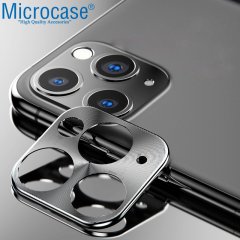 Microcase iPhone 11 Pro Max Kamera Lens Koruma Halkası - Kapalı Tasarım Siyah