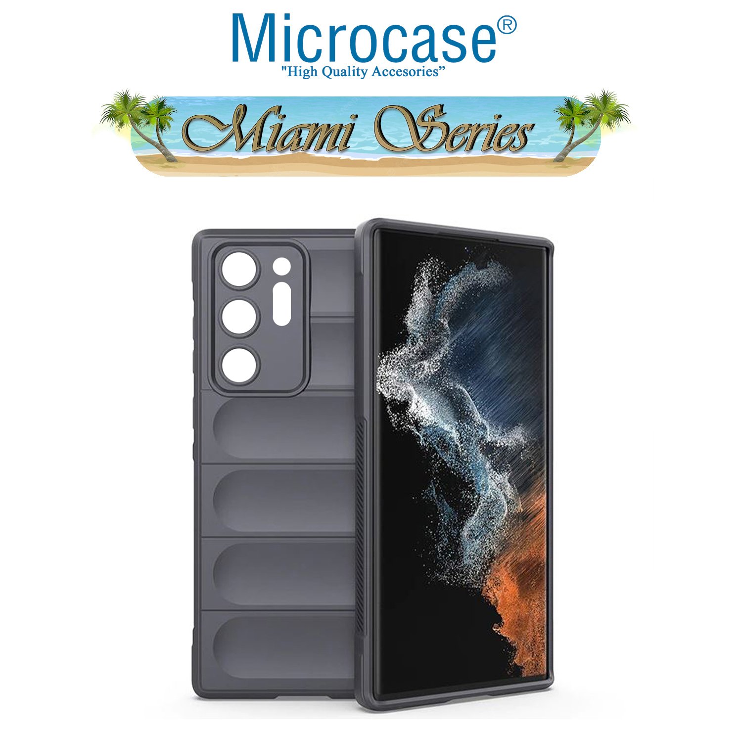 Microcase Samsung Galaxy Note 20 Ultra Miami Serisi Darbeye Dayanıklı Silikon Kılıf - Koyu Gri