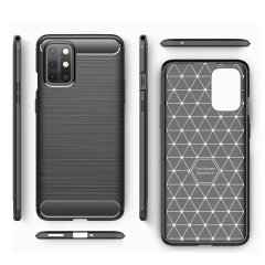 Microcase OnePlus 8T Brushed Carbon Fiber Silikon Kılıf - Siyah