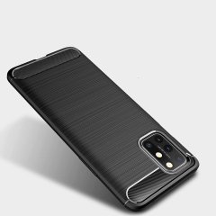 Microcase OnePlus 8T Brushed Carbon Fiber Silikon Kılıf - Siyah