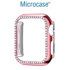 Microcase Apple Watch 7 45mm Elmas Taş Sert Rubber Kılıf - Pembe