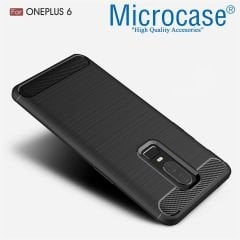 Microcase OnePlus 6 Brushed Carbon Fiber Silikon Kılıf- Siyah