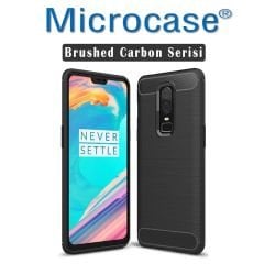 Microcase OnePlus 6 Brushed Carbon Fiber Silikon Kılıf- Siyah
