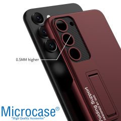 Microcase Samsung Galaxy S23 ile uyumlu Standlı Sert Plastik Mat Kılıf - AL3566