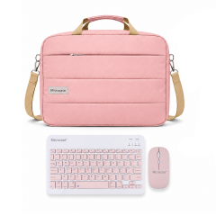 Microcase Honor MagicPad 4 12.3 inch Tablet ile Uyumlu Tablet Notebook Macbook Çantası + Bluetooth Klavye ve Mouse Set Pembe - AL5895