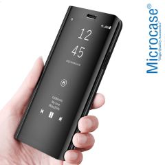 Microcase Google Pixel 3A XL Aynalı Kapak Clear View Flip Cover Mirror Kılıf - Siyah