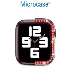 Microcase Apple Watch 7 45mm Elmas Taş Sert Rubber Kılıf - Rose