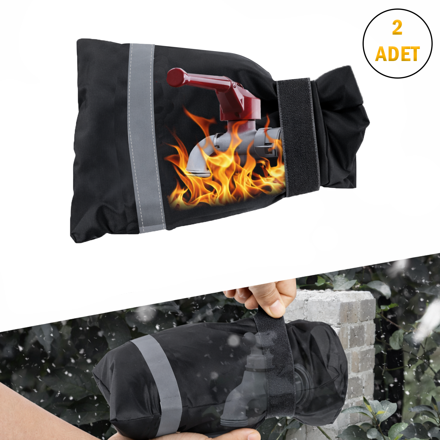 Microcase Reflektörlü Su Geçirmez Bahçe Açıkalan Dış Mekan Musluk Don Buzlanma Koruyucu Kılıf 2 Adet AL5512