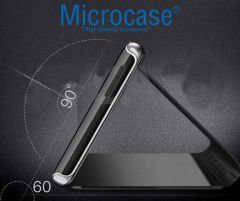 Microcase Huawei Y7 Prime 2019 Aynalı Kapak Clear View Flip Cover Mirror Kılıf - Siyah