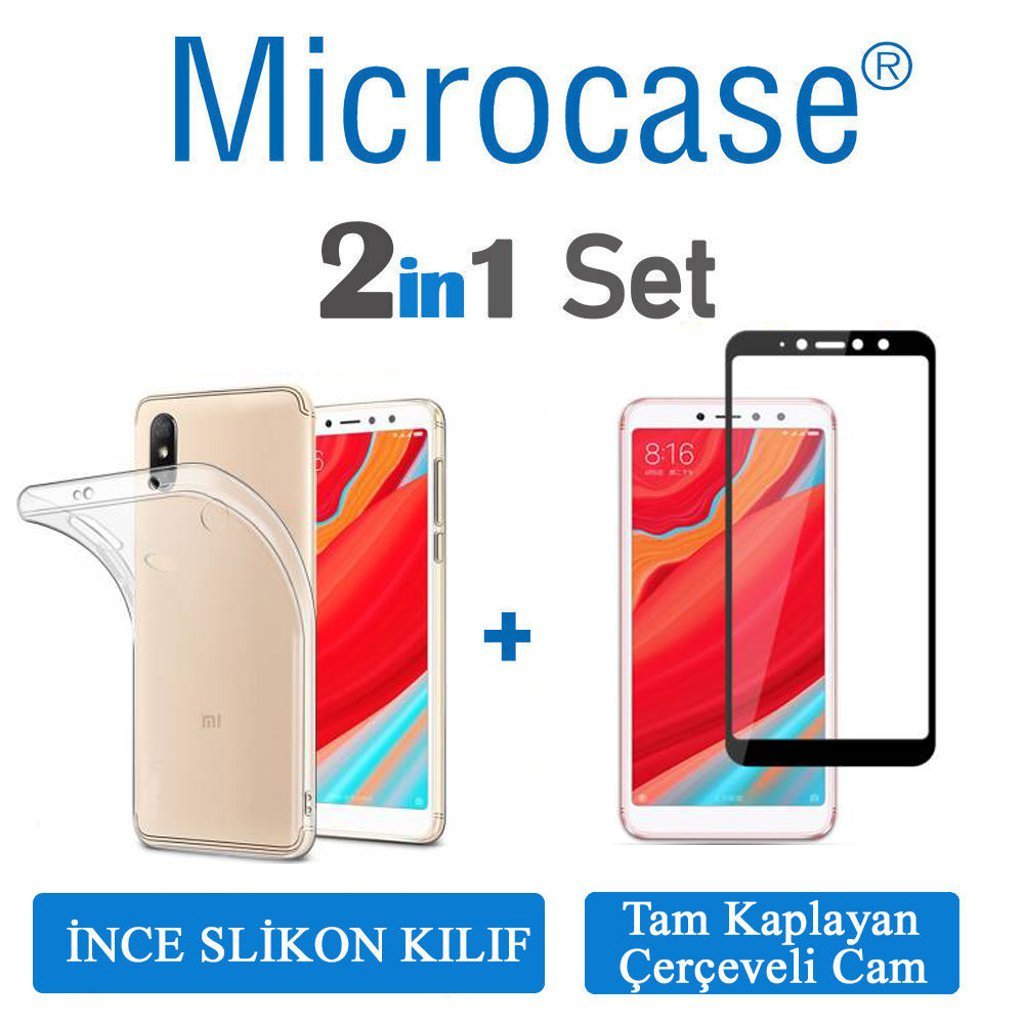 Microcase Xiaomi Redmi S2 İnce Silikon Kılıf + Tam Kaplayan Cam
