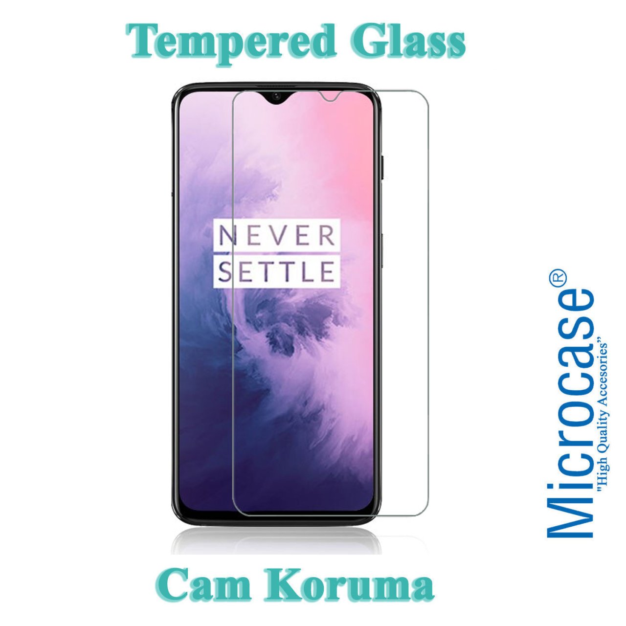Microcase OnePlus 7 Tempered Glass Cam Ekran Koruma