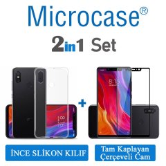 Microcase Xiaomi Mi 8 SE İnce Silikon Kılıf + Tam Kaplayan Cam