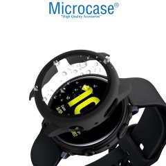 Microcase Samsung Galaxy Watch Active 2 40 mm Ekran Korumalı Sert Slim Rubber Kılıf - Siyah