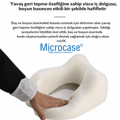 Microcase Ortopedik Memory Foam Nefes Alabilen Kumaş Boyun Destek Minderi AL5521