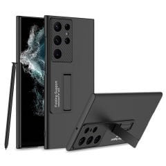 Microcase Samsung Galaxy S23 Ultra ile uyumlu Standlı Sert Plastik Mat Kılıf - AL3566